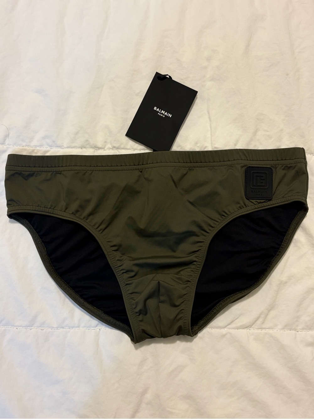 NWT Balmain khaki green swimwear